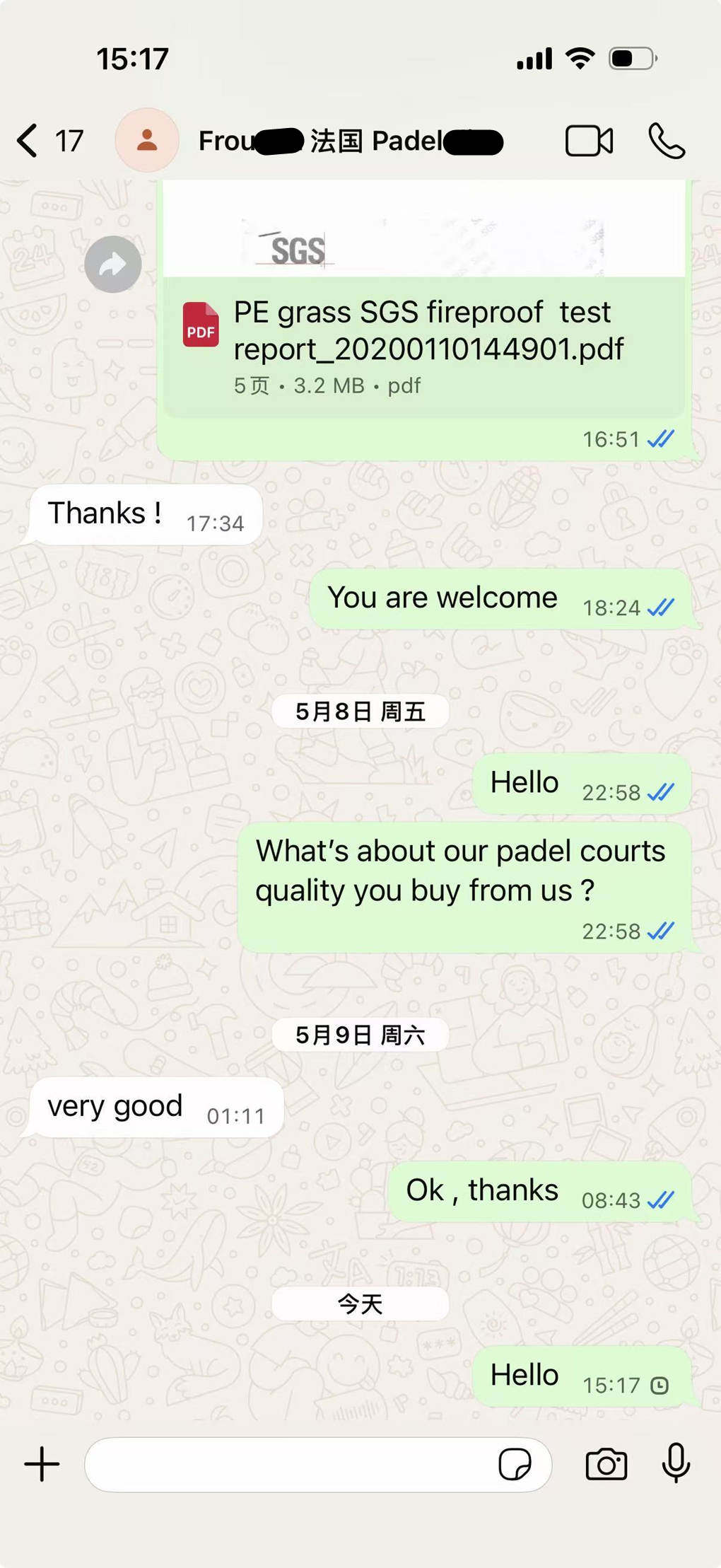 Klien dari Prancis memuji kualitas terbaik kami.